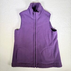 Weatherproof Sherpa Lined Fleece Vest Purple Women Full Zip Pockets Medium